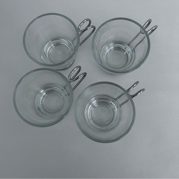 Bormioli Rocco Set of Four Tempered Glass Espresso Cups with Silver Handles - Picture 3 of 10